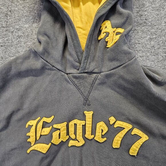 Vintage American Eagle Outfitters Pullover Logo Hoodie Gray Embroidered Mens XL - Picture 2 of 12